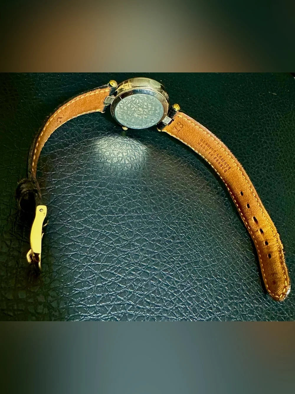 Pierre Cardin Blue Dial Gold-Tone Case Black Leather Strap Watch